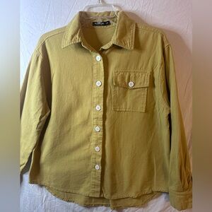 Nasty Gal Mustard Button Front Shirt Jacket S/M Utility Pocket Top Shirt